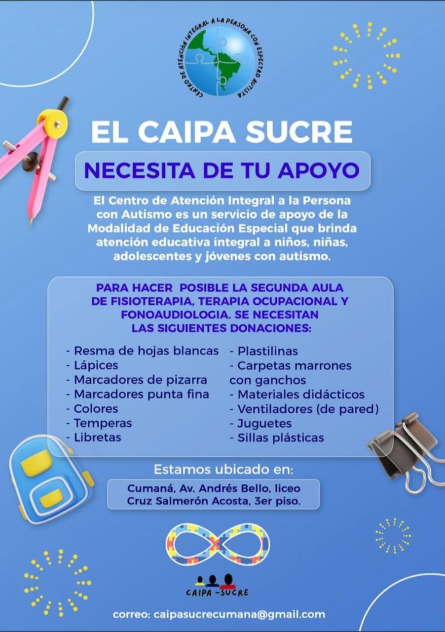 SUCRE | Caipa Sucre solicitó donativos para habilitar aula de atención para niños