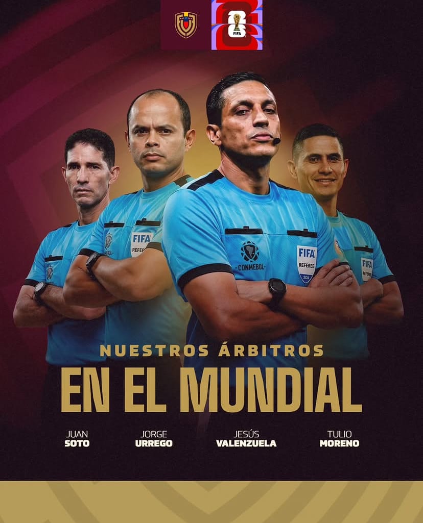 FIFA seleccionó a cuatro árbitros venezolanos para el Mundial 2026