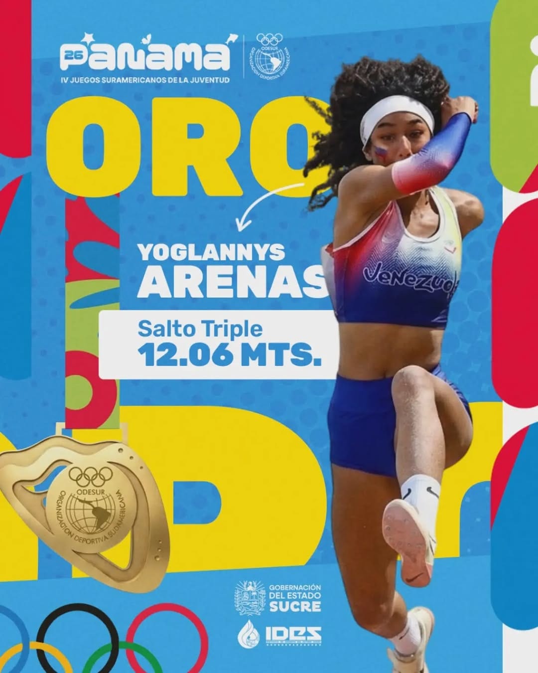 Cumanesa Yoglannys Arenas consiguió medalla de oro en los Juegos Suramericanos de la Juventud