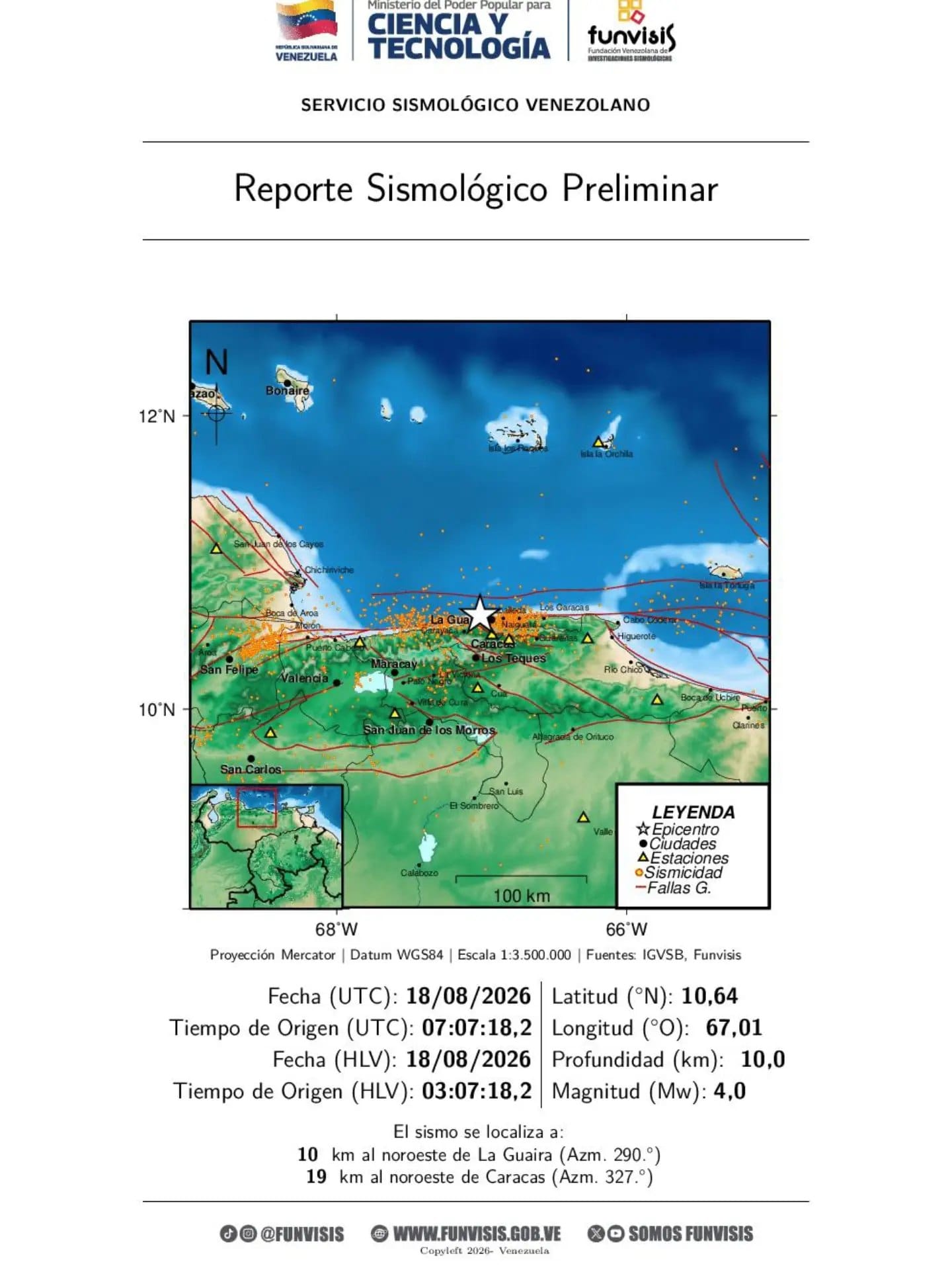 Sismo de magnitud 4.0 se registró en La Guaira y Caracas sin dejar heridos
