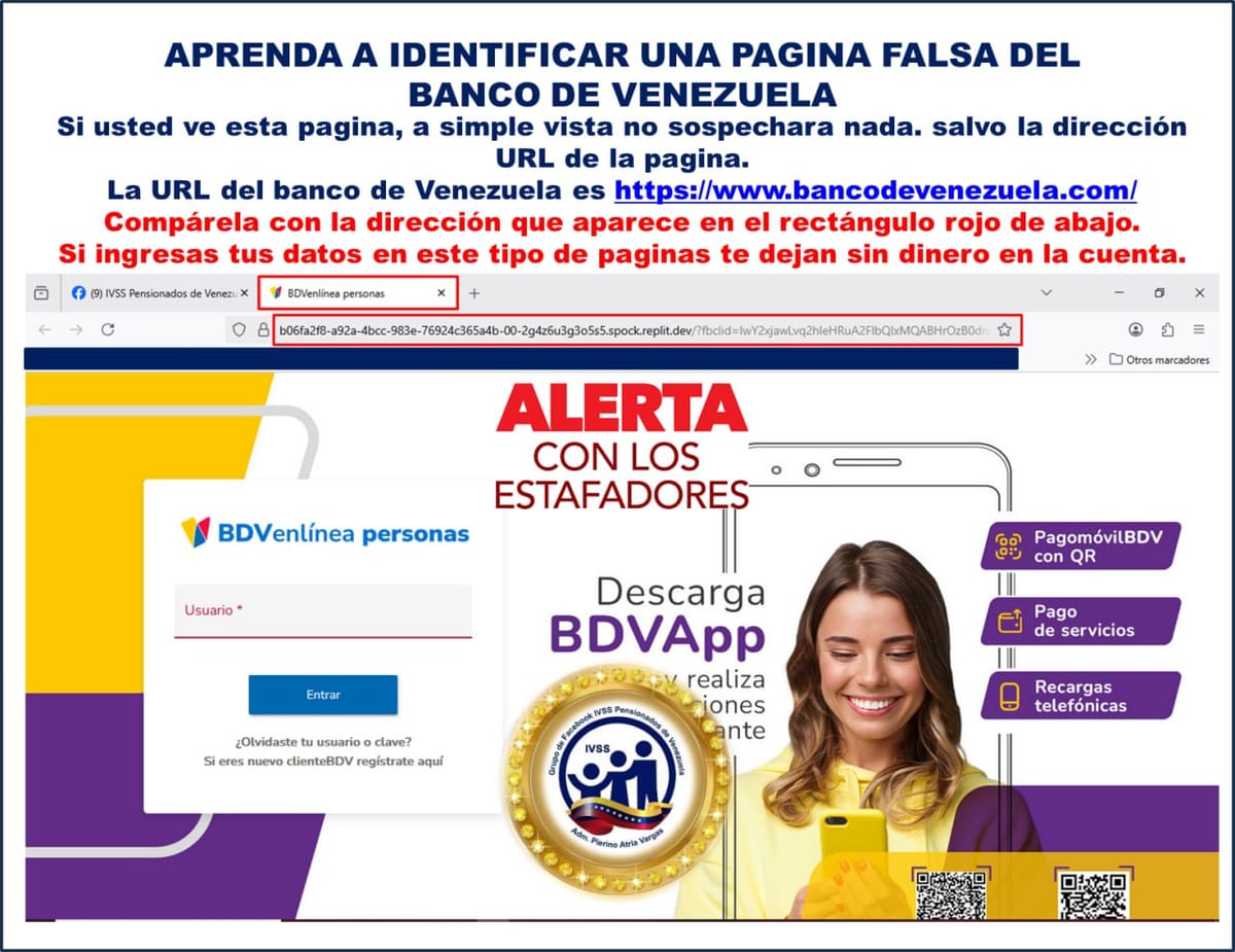 Usuarios advirtieron sobre existencia de portal web falso del Banco de Venezuela