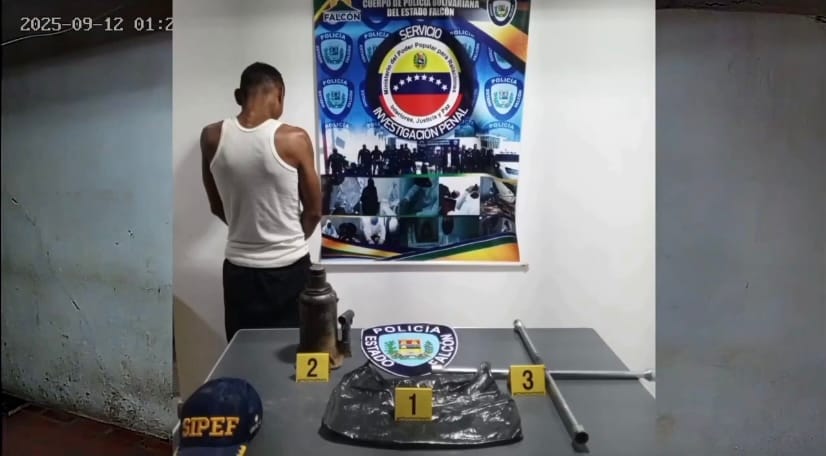 Hombre fue capturado en flagrancia mientras robaba un taller en Falcón