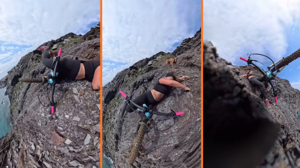 Ciclista e influencer casi cae por un acantilado durante ruta en España