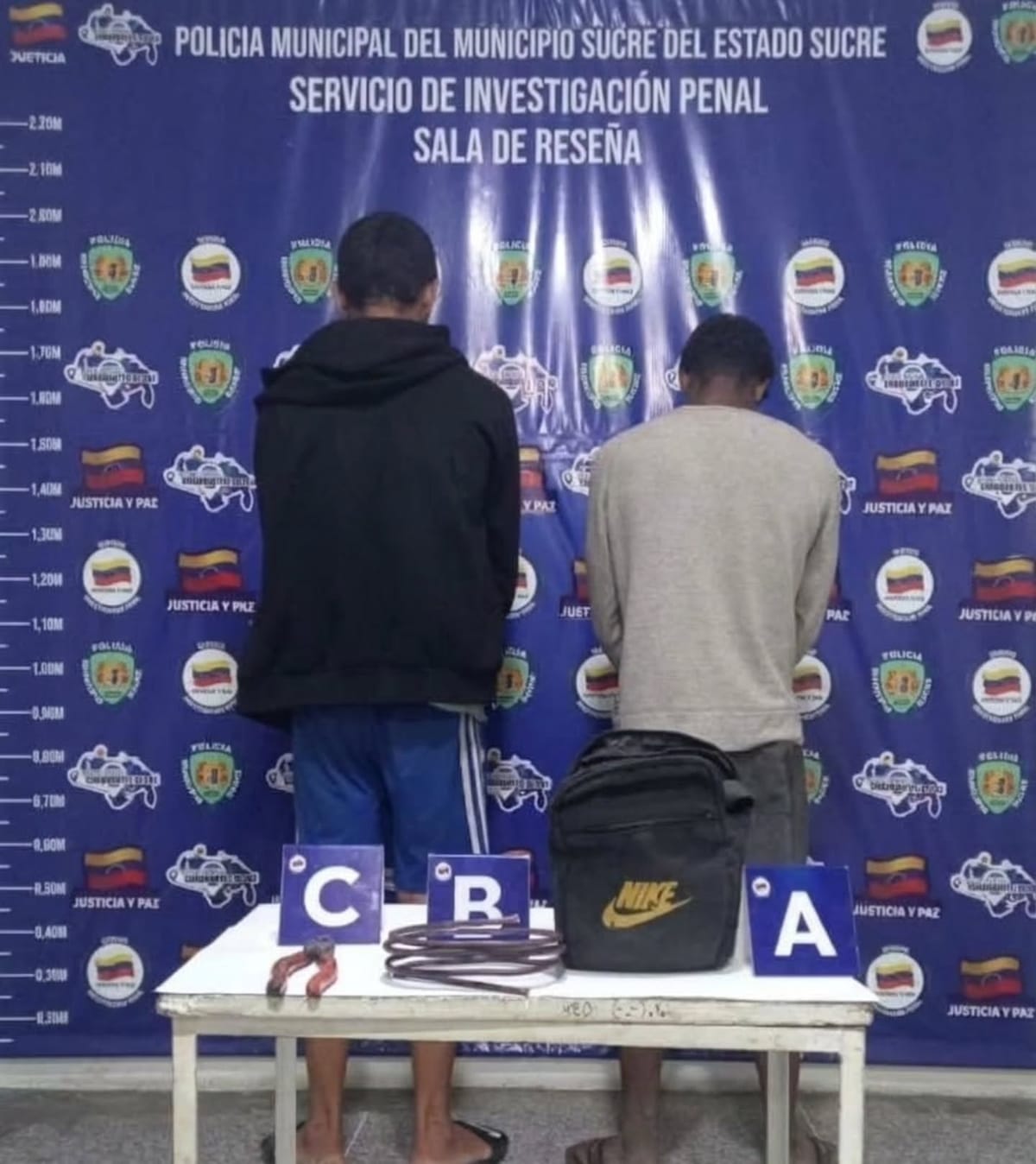 Detenidos dos hombres en Cumaná por hurtar una tubería de gas en una vivienda