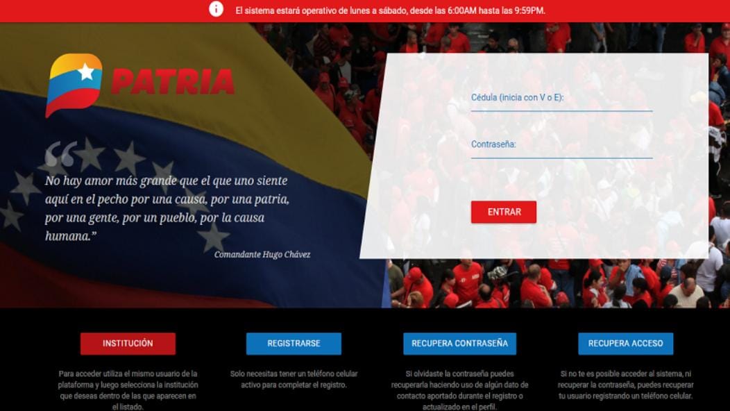 Plataforma Patria restringirá actividades tras incursión del Bolívar Digital