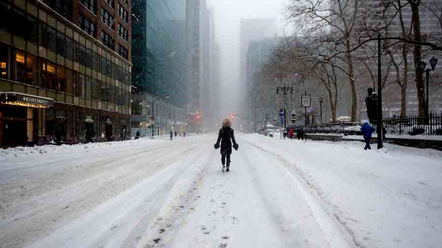 Nueva York registra su mayor nevada en un invierno inusualmente templado