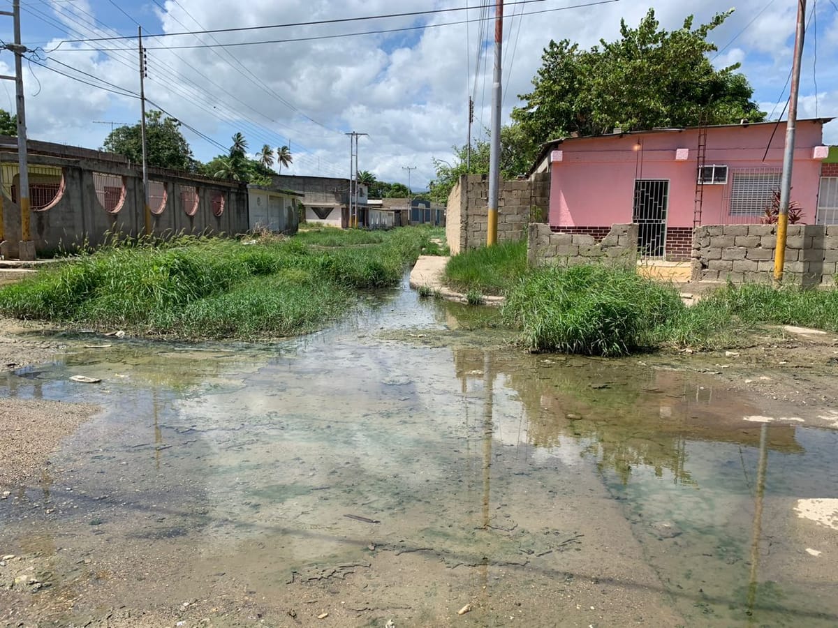 Aguas residuales invaden las calles de la comunidad Vía Ipure en Sucre