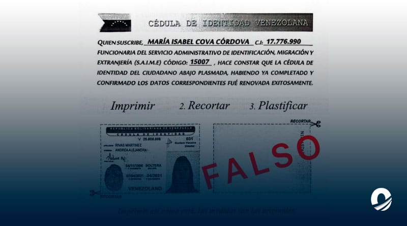Saime alerta formato de cédula falsa en el extranjero