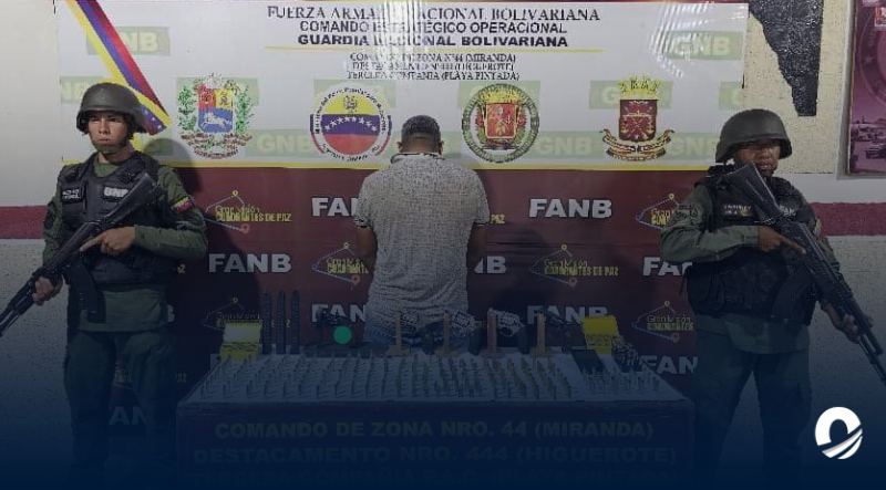 Detenido sujeto que presuntamente portaba cinco revólveres y 299 municiones en Miranda