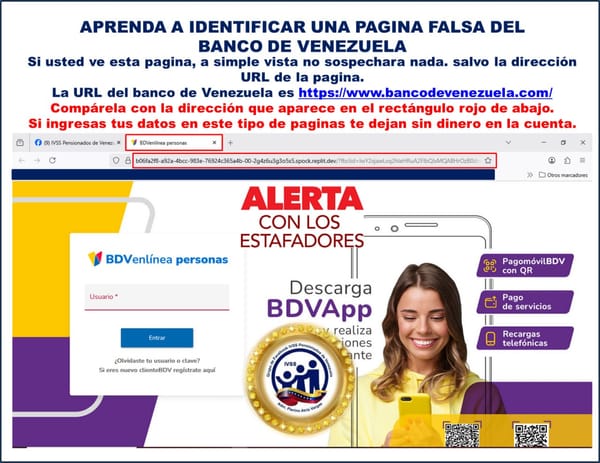 Usuarios advirtieron sobre existencia de portal web falso del Banco de Venezuela