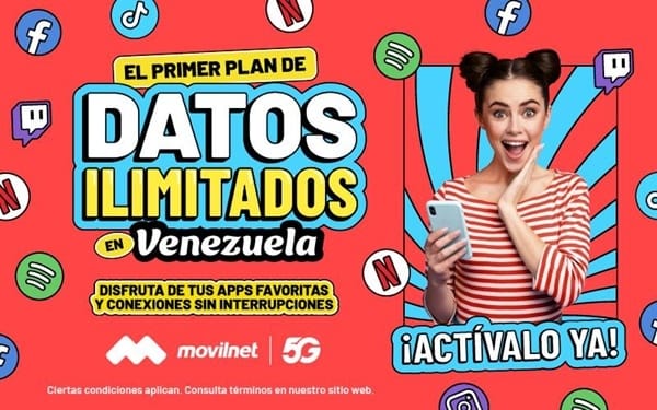 Movilnet lanzó al mercado el primer plan de datos ilimitados de Venezuela