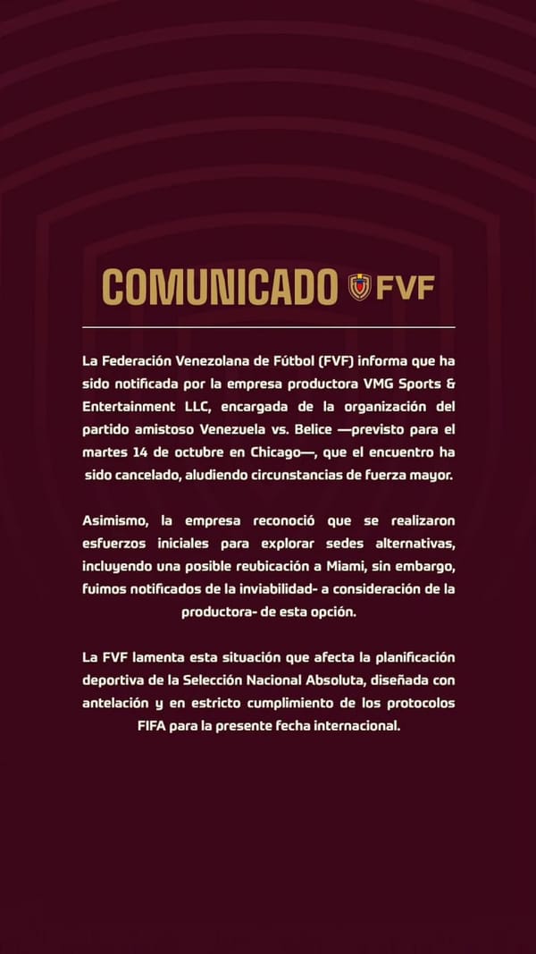 Partido amistoso entre Venezuela y Belice fue cancelado por «causas de fuerza mayor»