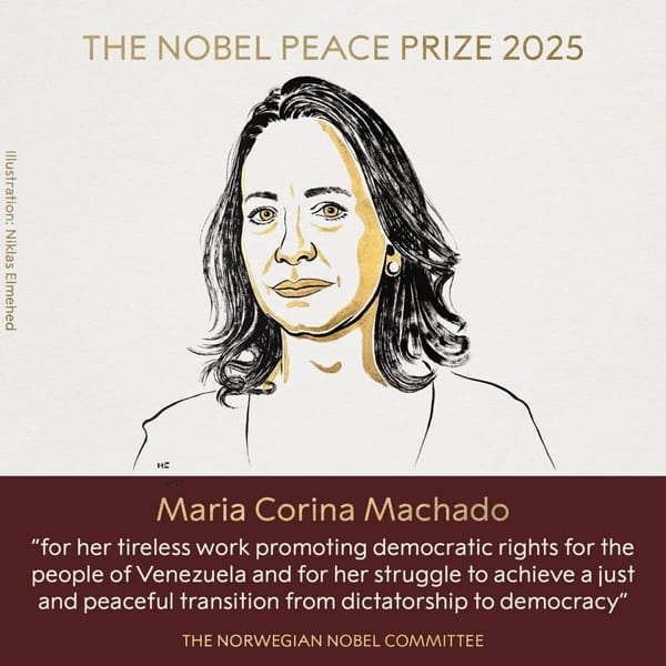 María Corina Machado recibió el premio Nobel de la Paz 2025