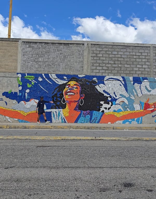 El más grande de Caracas: Oscar Olivares inauguró mural con tapas plásticas