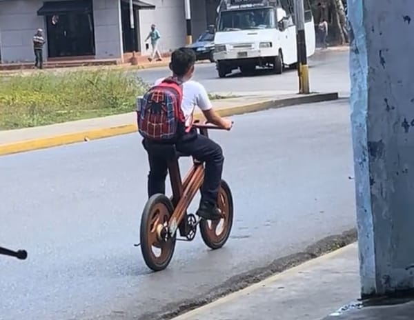 Video viral: niño fue visto en las calles de Cumaná manejando una bicicleta de madera